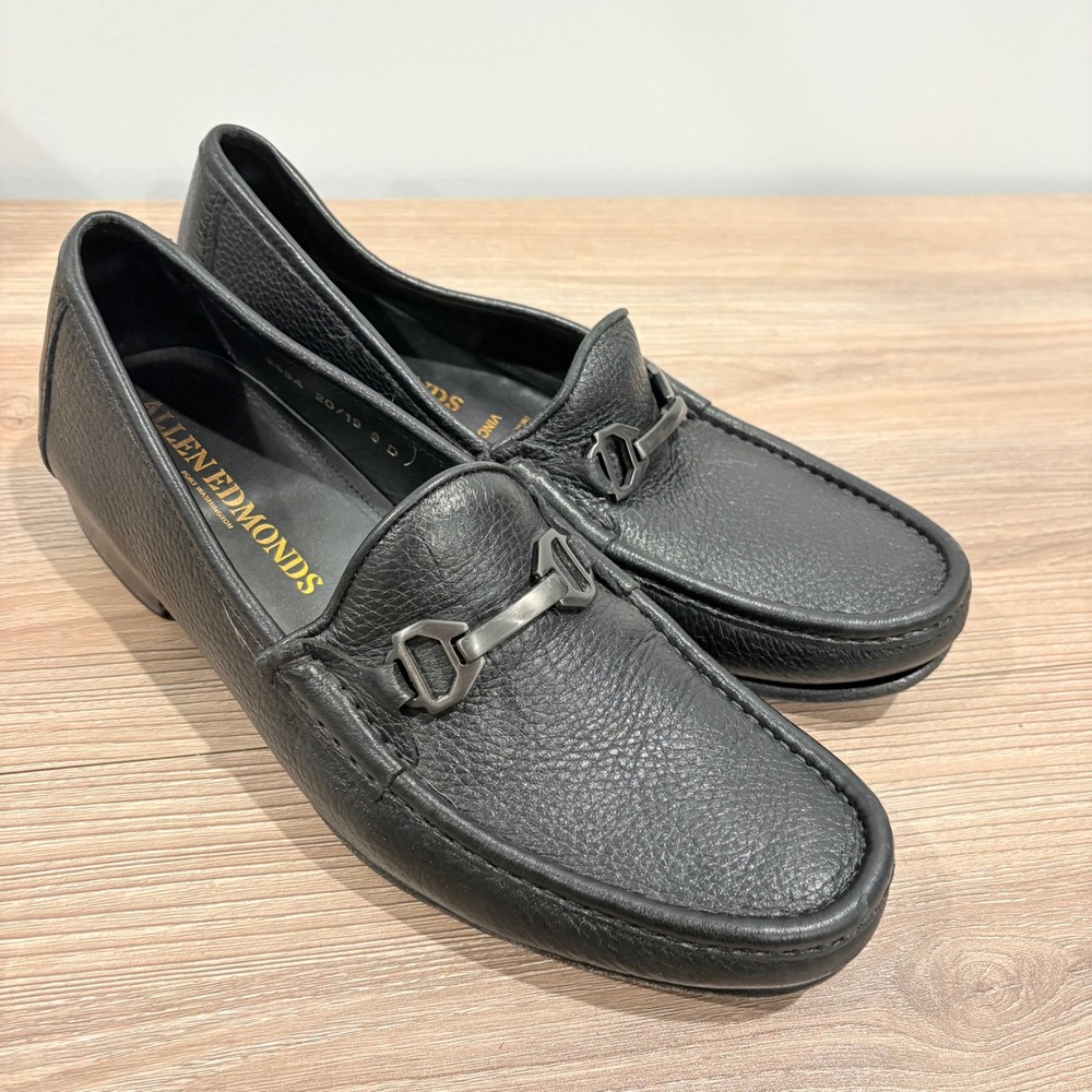 Allen Edmonds Vinci Bit Loafer Mens Black Size 9 D Pebbled Leather Italy 2934
